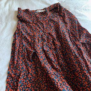 Zara Double Slit Floral Midi Skirt